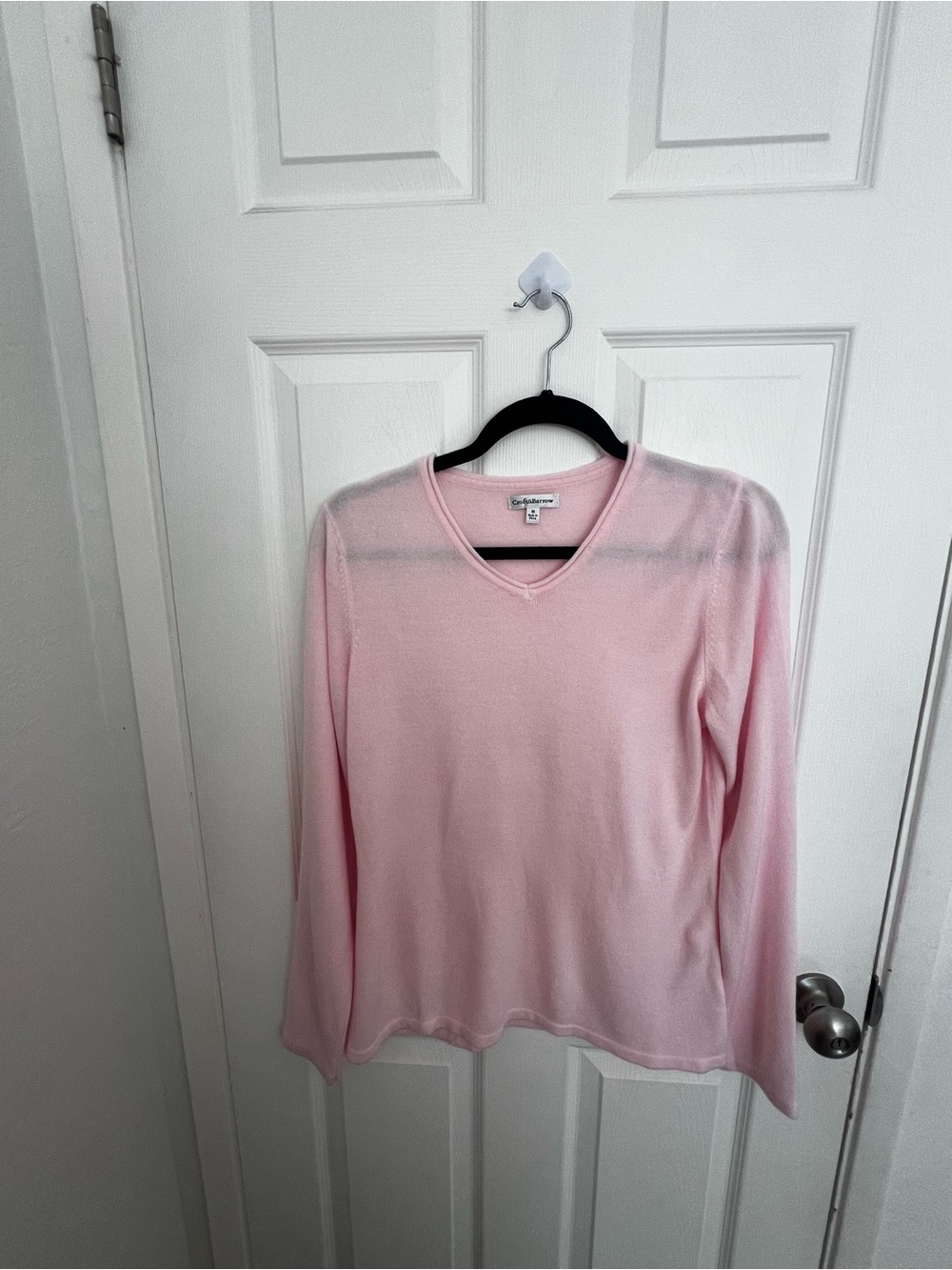 croft & barrow Light Pink V-Neck Women's Sweater - Picture 3 of 8